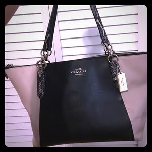 COACH TOTE IN EXOTIC EMBOSSED LEATHER TRIM